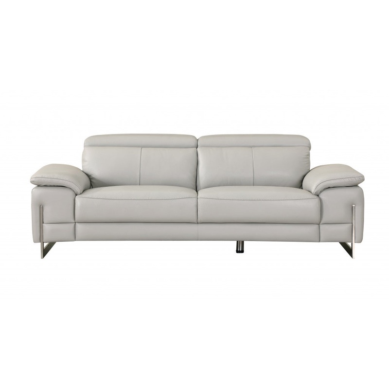 31" Tasteful Light Grey Leather Sofa By Homeroots
