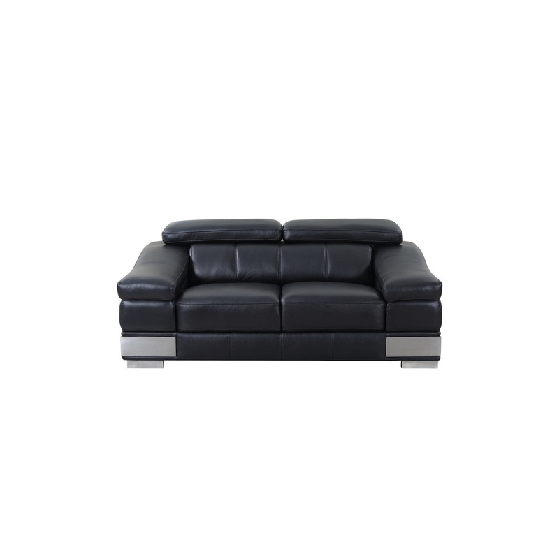 31to 39" Modern Black Leather Loveseat By Homeroots