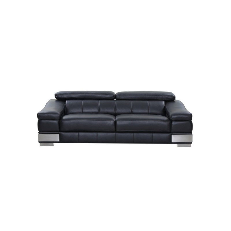 31to 39" Modern Black Leather Sofa By Homeroots
