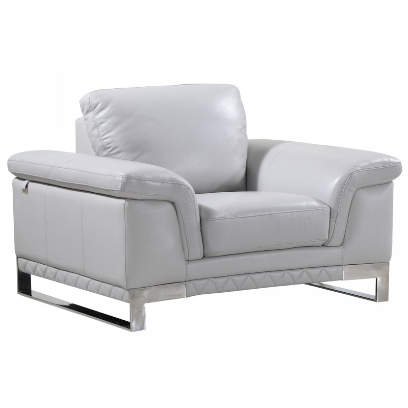 32" Grey Lovely Light Leather Chair By Homeroots