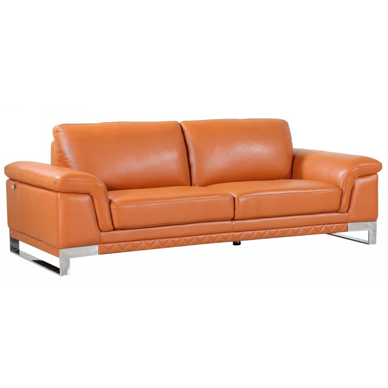 32" Lovely Camel Leather Sofa By Homeroots
