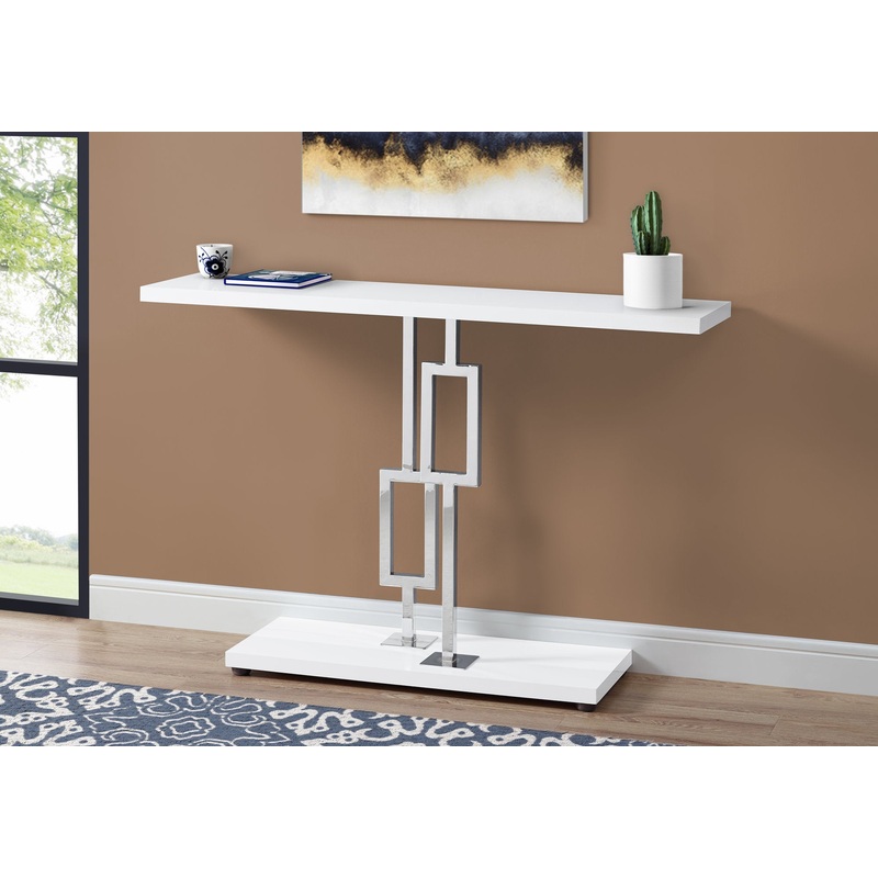 32" Particle Board and Chrome Metal Accent Table By Homeroots
