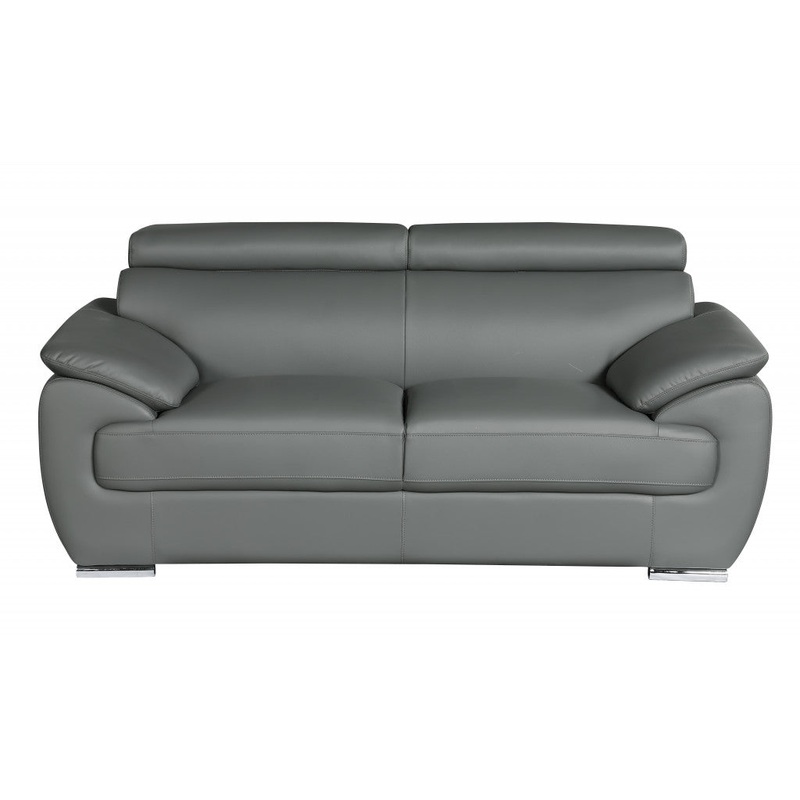 32" to 38" Captivating Gray Leather Loveseat By Homeroots