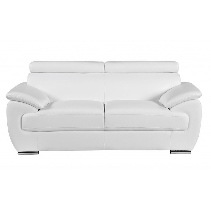32" to 38" Captivating White Leather Loveseat By Homeroots