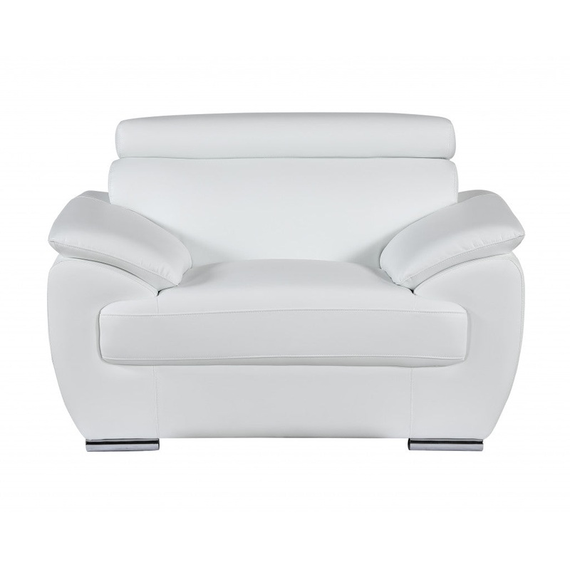 32" to 38" White Captivating Leather Chair By Homeroots