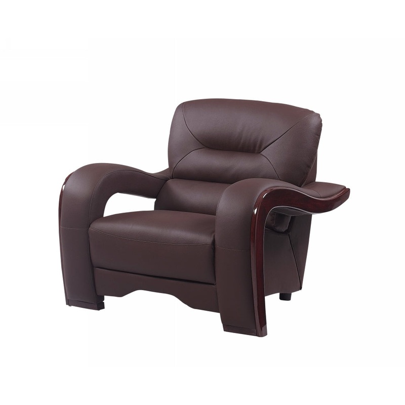 33" Brown Glamorous Leather Chair By Homeroots