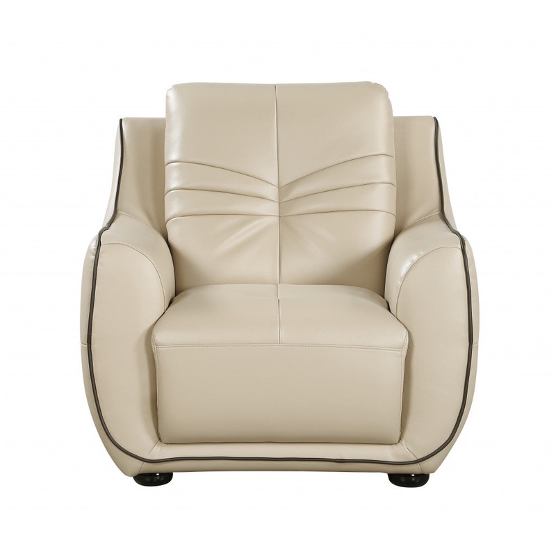 36" Beige Elegant Faux Leather Chair By Homeroots