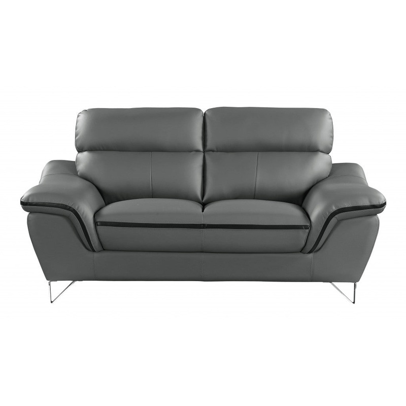 36" Charming Grey Leather Sofa By Homeroots