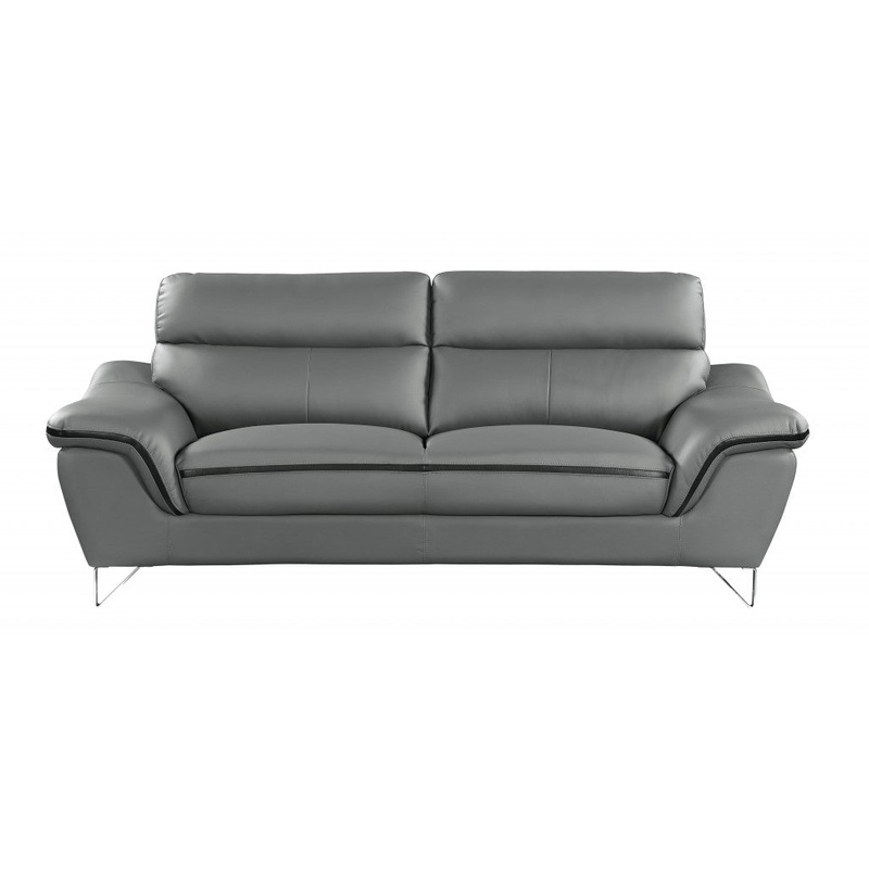 36" Contemporary Grey Leather Loveseat By Homeroots