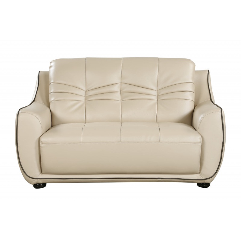 36" Elegant Beige Leather Loveseat By Homeroots