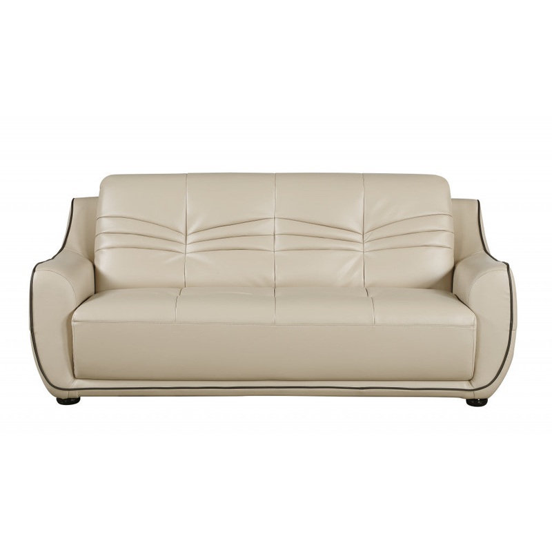 36" Elegant Beige Leather Sofa By Homeroots