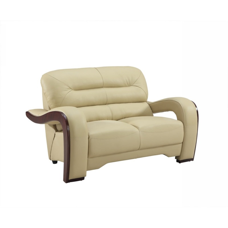 36" Glamorous Beige Leather Loveseat By Homeroots