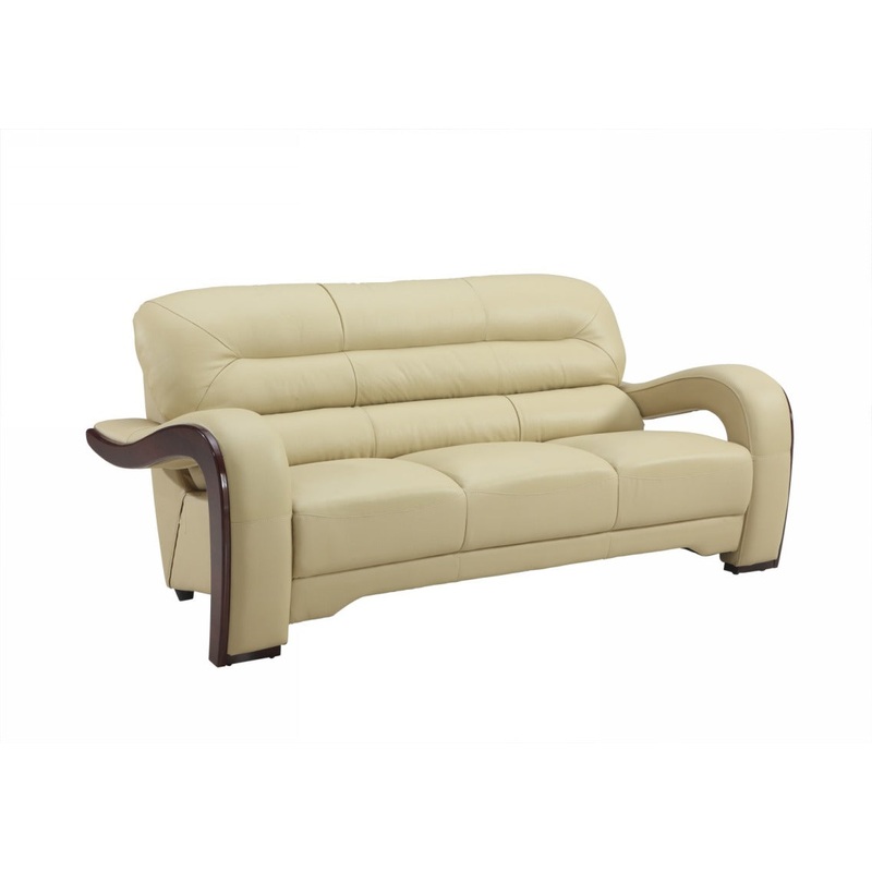 36" Glamorous Beige Leather Sofa By Homeroots