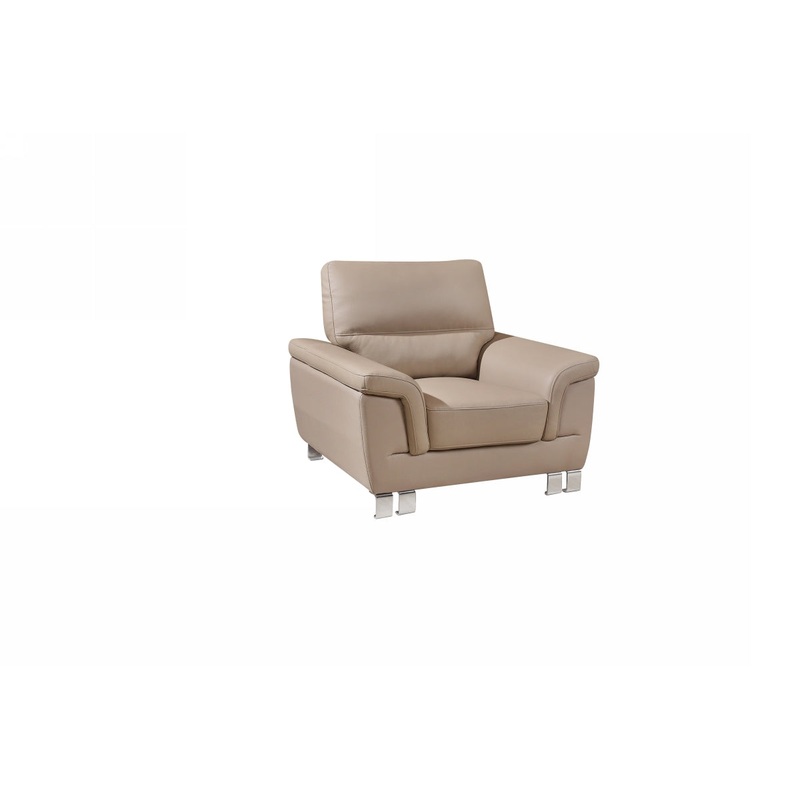 37" Beige Modern Leather Chair By Homeroots