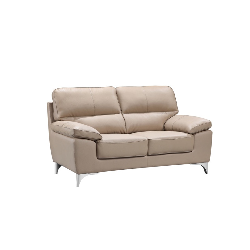 37" Classy Beige Leather Loveseat By Homeroots