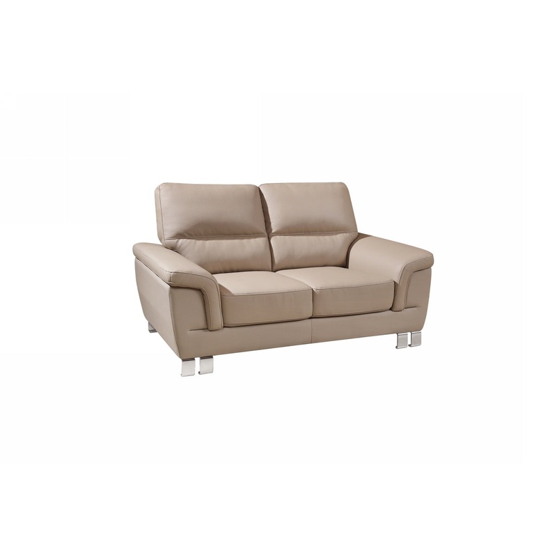 37" Modern Beige Leather Loveseat By Homeroots