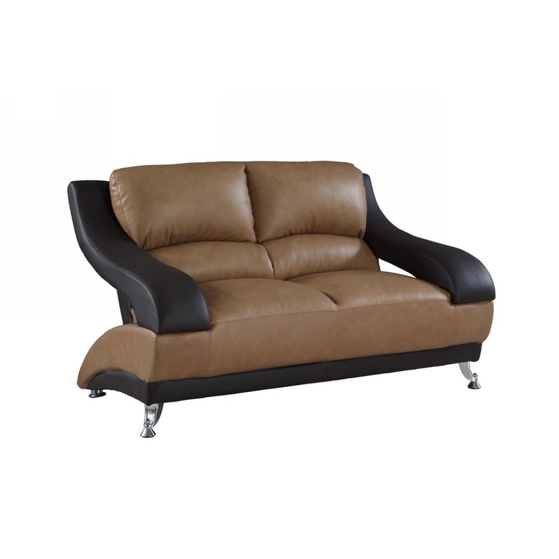 38" Dazzling Twoto Tone Leather Loveseat By Homeroots