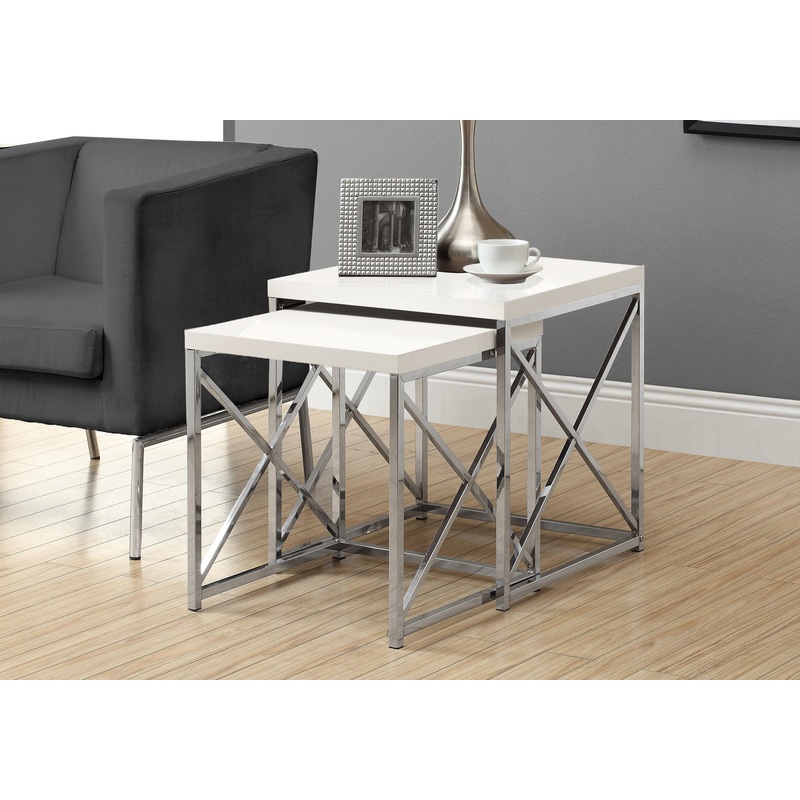 40.5" Particle Board and Chrome Metal Two Pieces Nesting Table Set By Homeroots
