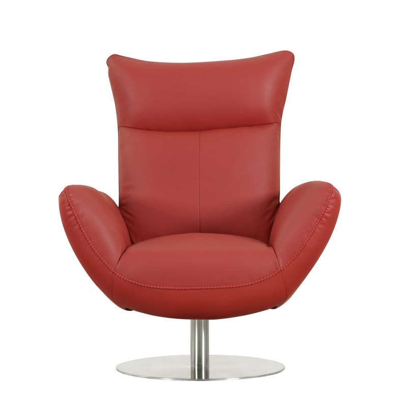 43" Red Contemporary Leather Lounge Chair By Homeroots