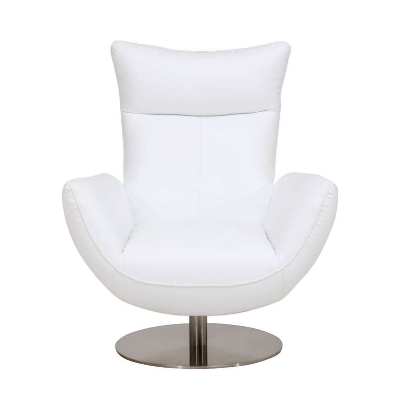 43" White Contemporary Leather Lounge Chair By Homeroots