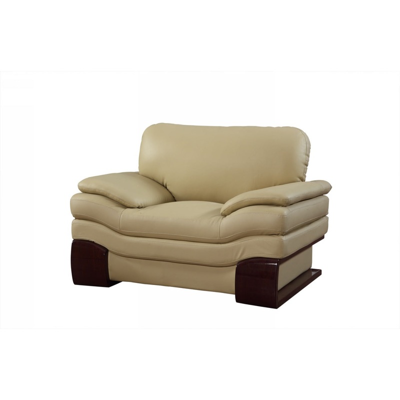 44" Dazzling Beige Leather Chair By Homeroots