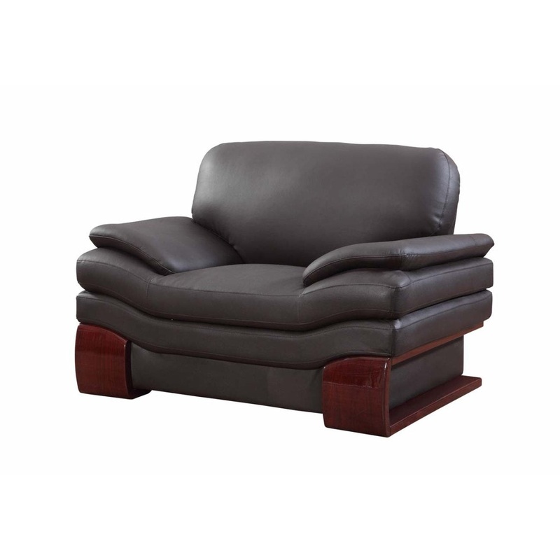 44" Dazzling Brown Leather Chair By Homeroots