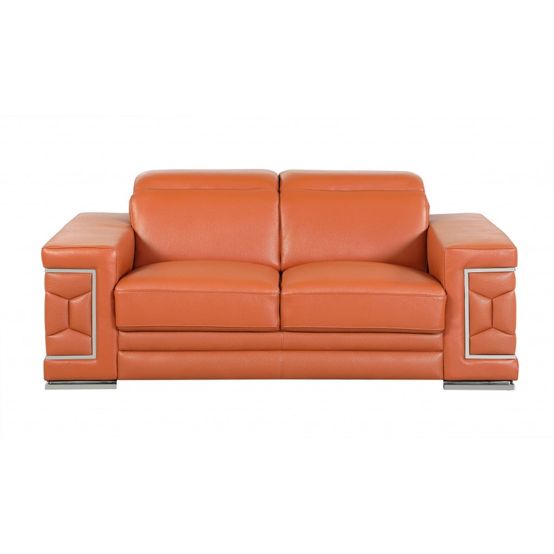 71" Sturdy Camel Leather Loveseat By Homeroots
