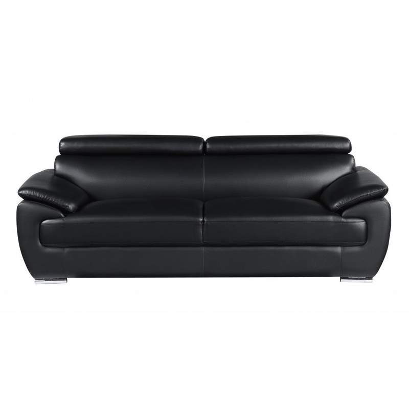 86" Captivating Black Leather Sofa By Homeroots