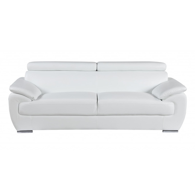 86" Captivating White Leather Sofa By Homeroots