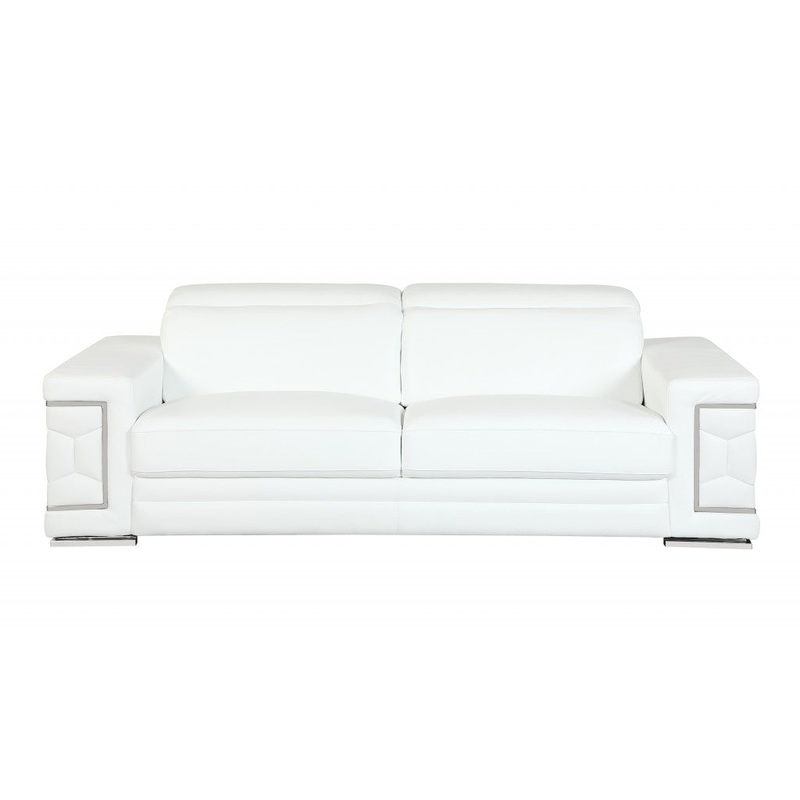 89" Sturdy White Leather Sofa By Homeroots
