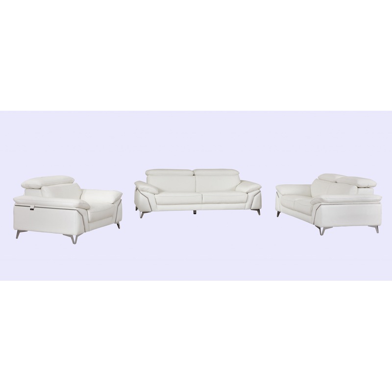93" White Leather Sofa Set By Homeroots