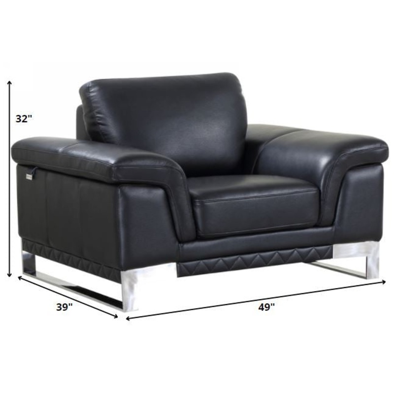 96" Lovely Black Leather Sofa Set By Homeroots