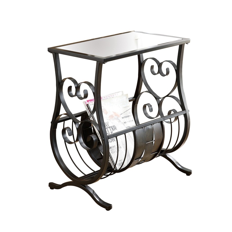 Black Metal Tempered Glass Accent Table By Homeroots - 333160