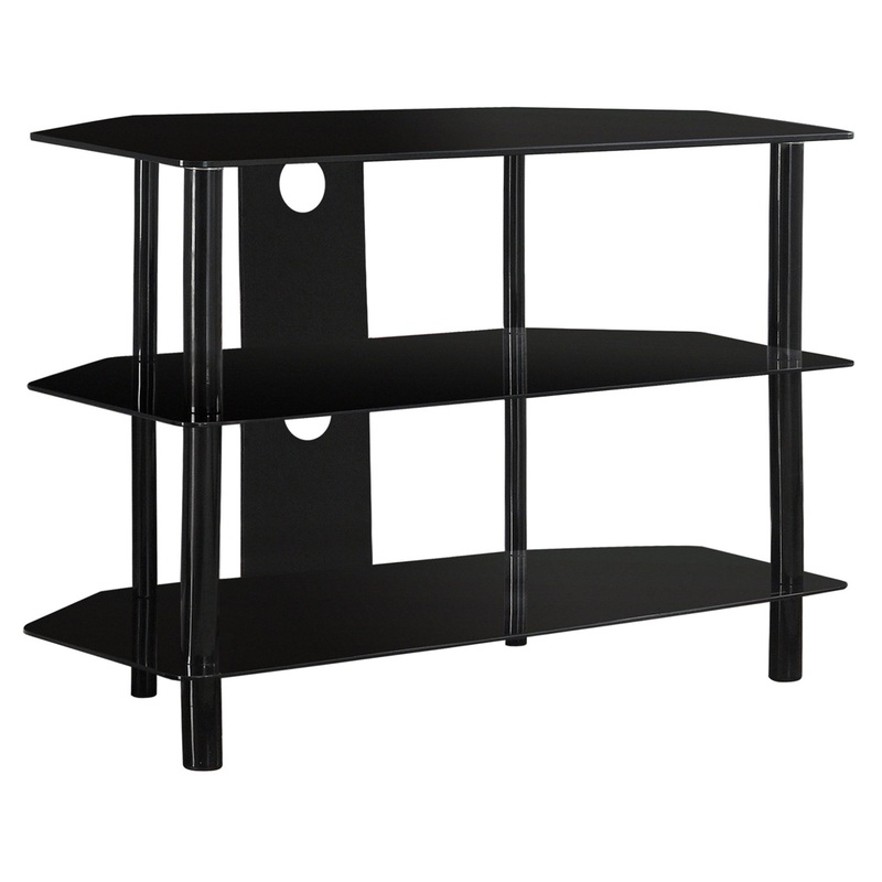 Black Metal Tempered Glass TV Stand By Homeroots