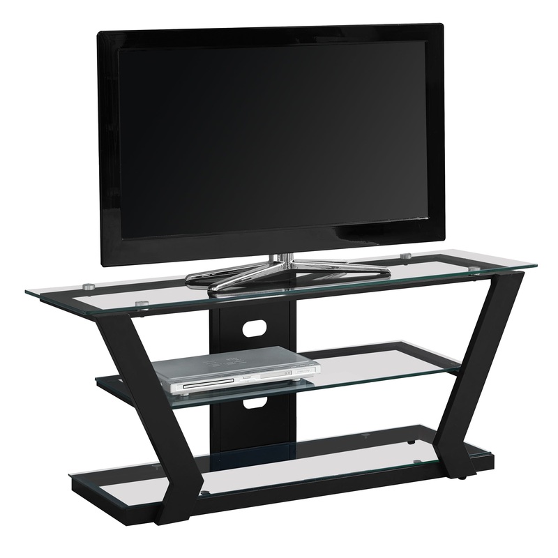 Black Tempered Glass Metal TV Stand By Homeroots