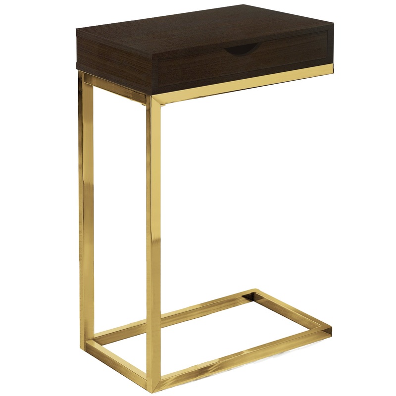 Cappuccino Finish and Gold Laminated Drawer Accent Table By Homeroots