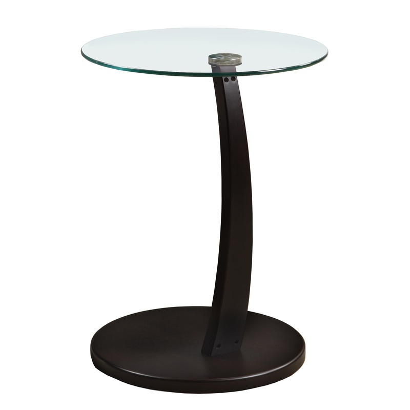 Cappuccino Particle Board Tempered Glass Accent Table By Homeroots