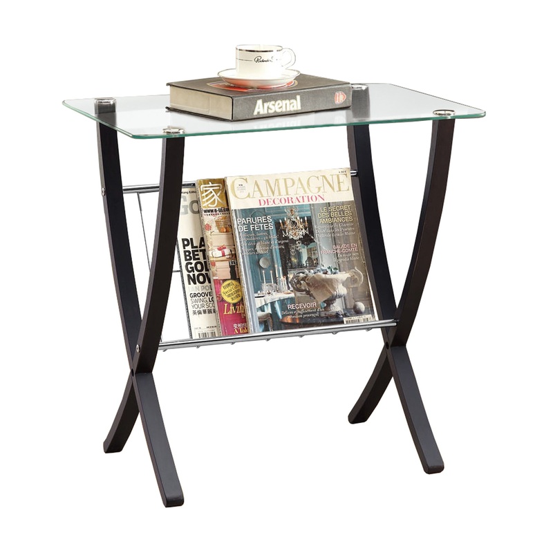 CappuccinoClear Metal Particle Board Accent Table By Homeroots
