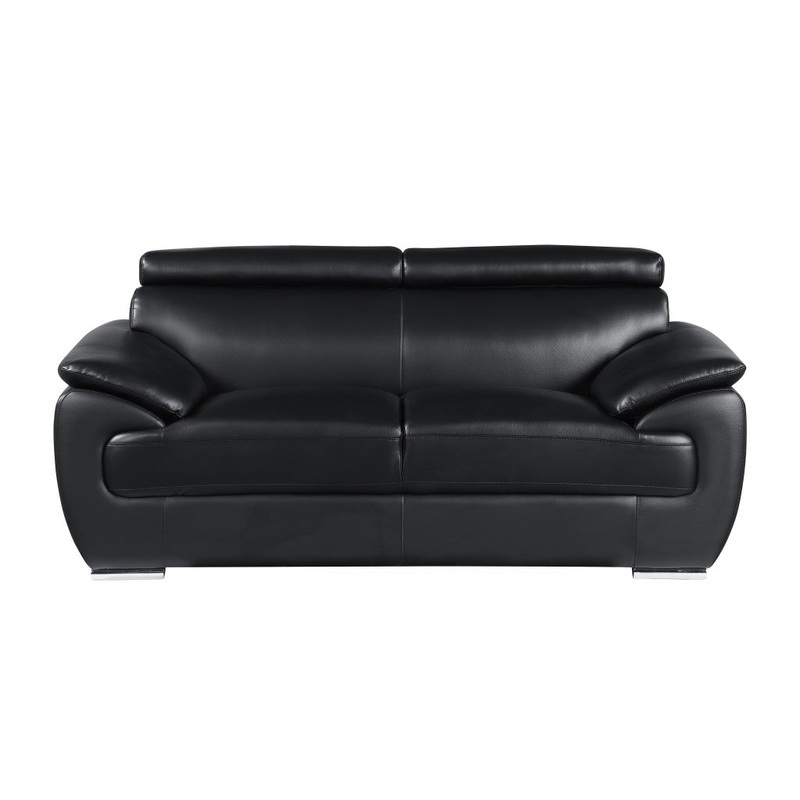 Captivating Black Leather Loveseat By Homeroots