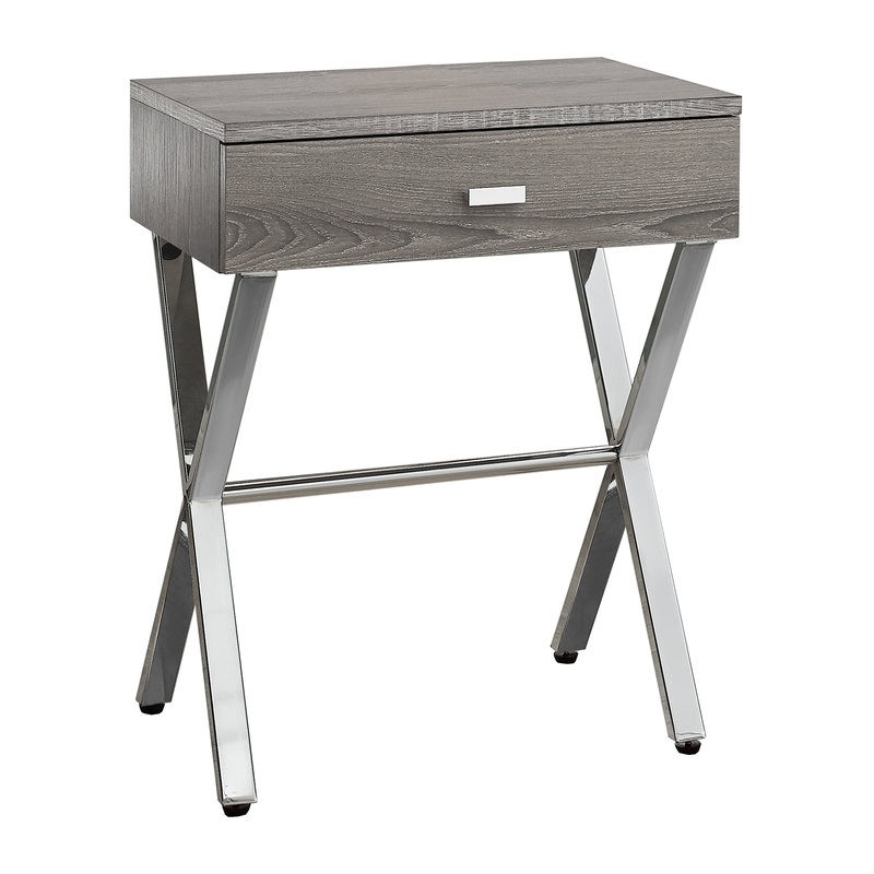 Dark Taupe Finish and Chrome Metal Accent Table By Homeroots - 333131