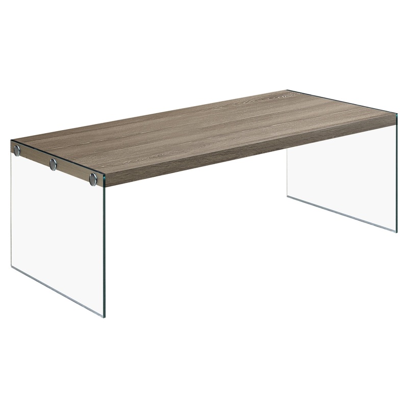 Dark Taupe Tempered Glass Coffee Table By Homeroots