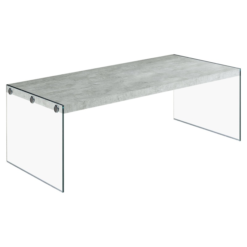 Grey Cement Tempered Glass Coffee Table By Homeroots