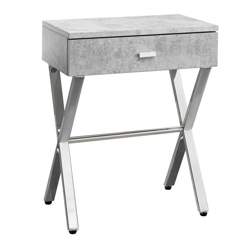 Grey Finish and Chrome Metal Accent Table By Homeroots - 333132