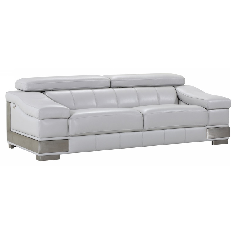 Lovely Light Grey Leather Sofa By Homeroots