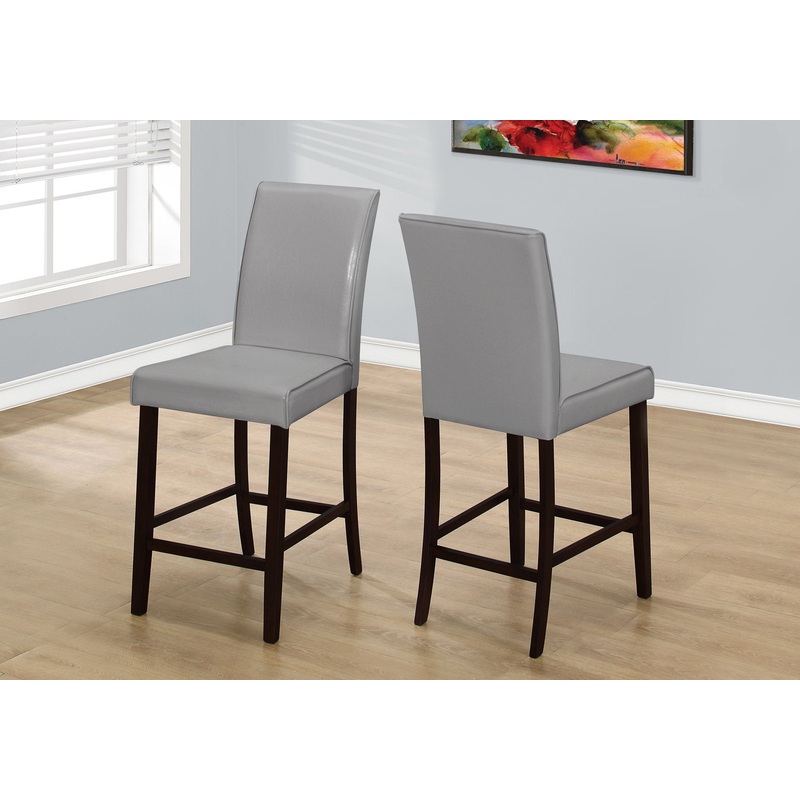 Set of Two Grey Faux Leather Counter Height Dining Chairs By Homeroots