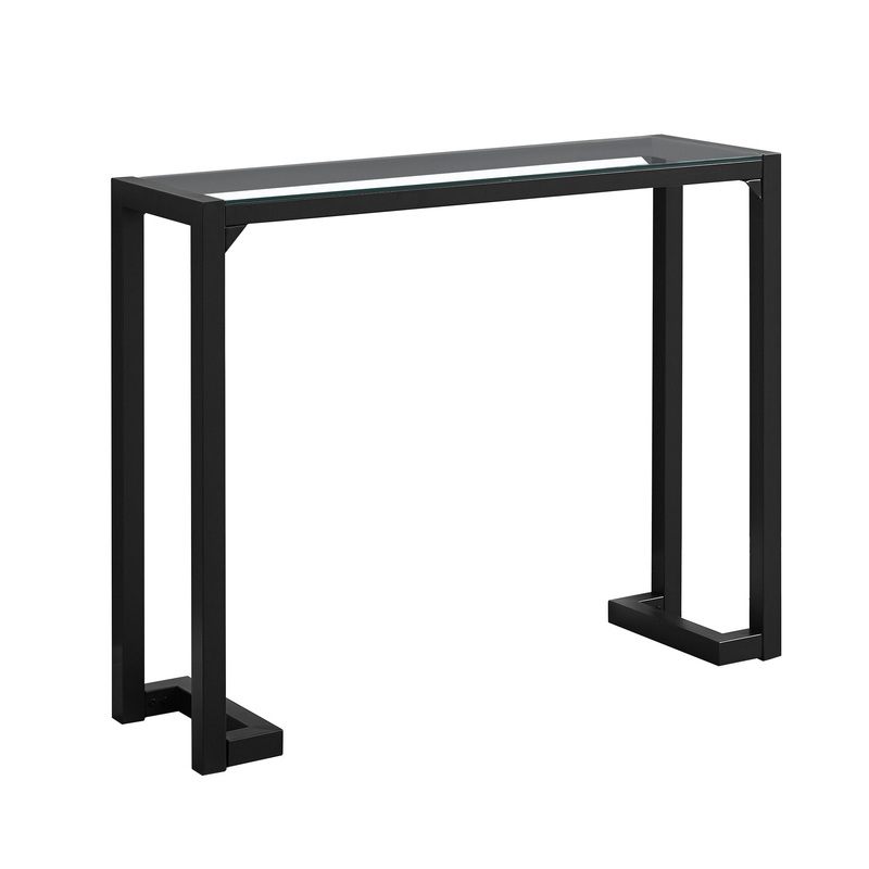 Tempered and Black Metal Accent Table By Homeroots