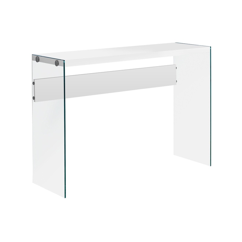 White Clear Particle Board Tempered Glass Accent Table By Homeroots