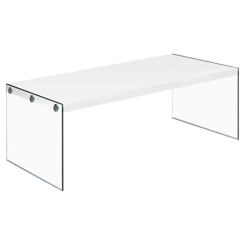 White Clear Particle Board Tempered Glass Coffee Table By Homeroots