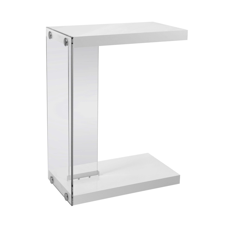 White Finish and Tempered Glass Accent Table By Homeroots