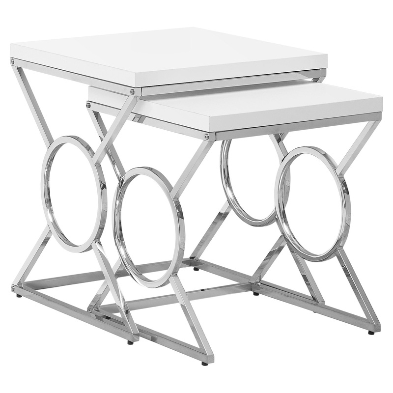 White Metal 2pcs Nesting Table Set By Homeroots